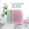 Set of pastel B5 spiral notebooks with frosted covers and divider tabs in pink, blue, green, and purple, perfect for school or office use.