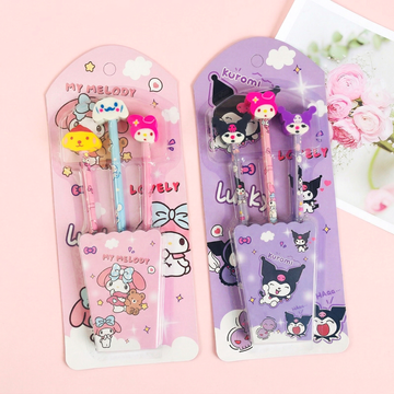 Cute Kawaii Pencil and Eraser Set