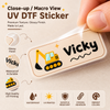 Personalized Kids Construction Theme Name Label Stickers | Waterproof UV DTF Labels | 14 Stickers