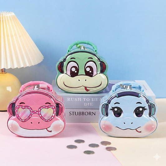 Snake Metal Piggy Bank with Lock & Key