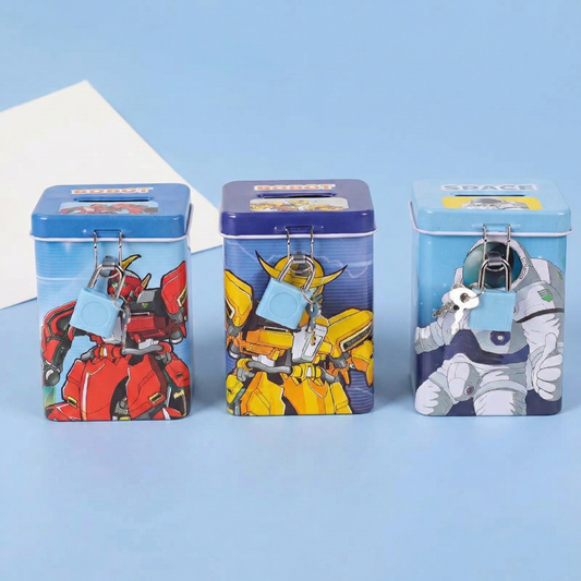 Robot & Astronaut Metal Piggy Bank with Lock & Key