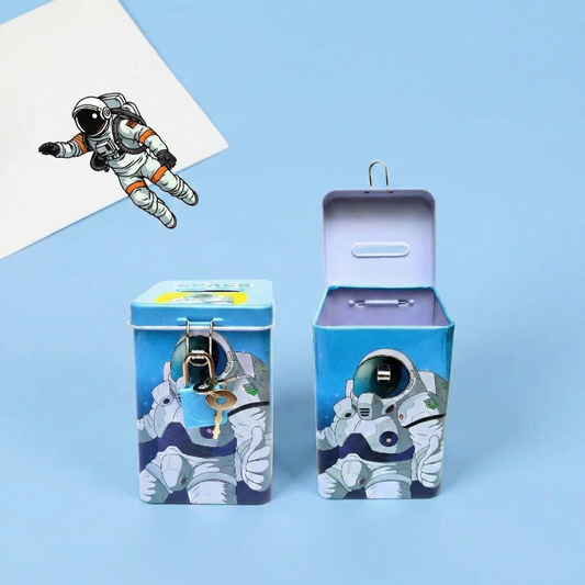 Robot & Astronaut Metal Piggy Bank with Lock & Key
