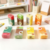 Plush Fruit Market Kawaii Eraser | Cute Flocked Sleeve Fruit Slice Erasers