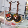 Kawaii Miniature Chocolate Cake Keychain & Bag Charm | Realistic Fruit & Whipped Cream Design