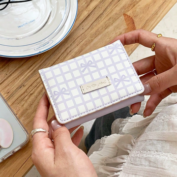 Portable Mini Trifold Wallet with Bow Charm | Cute School & Travel Purse