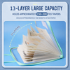 Portable Transparent School File Folder with 13-Layer |13 Grid Transparent School File Folder