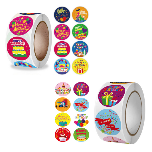 Happy Birthday Sticker Roll - 500 Stickers