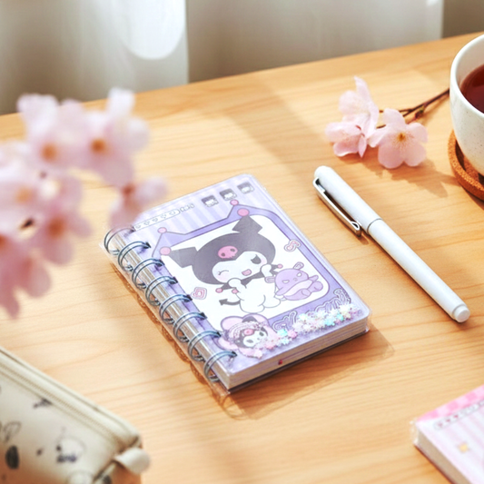 Kawaii Cartoon Water & Glitter Spiral Diary