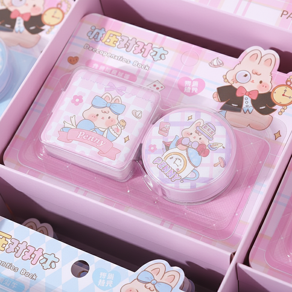 Compact pastel cartoon diary set for kids and gift use.