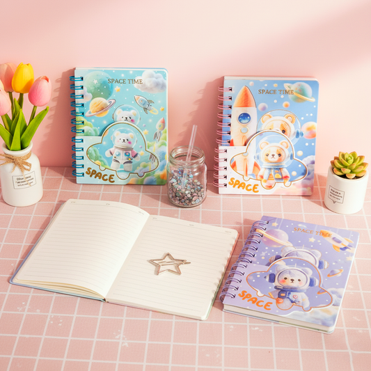 Space-Themed Spiral Diary