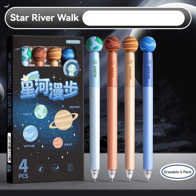 Star River Walk space-themed erasable gel pens with planet toppers