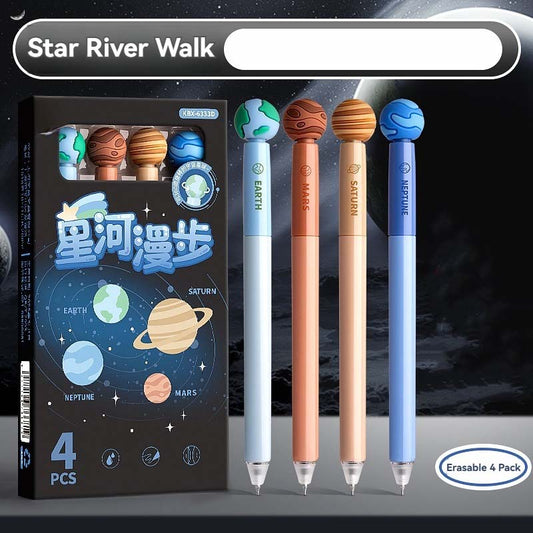Star River Walk space-themed erasable gel pens with planet toppers