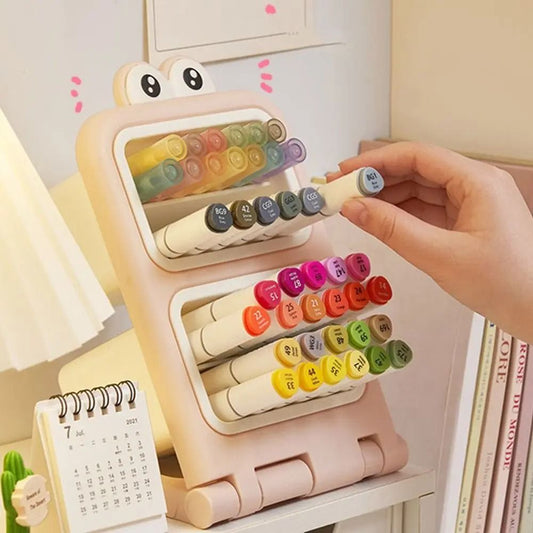 Colorful Angled Desk Organizer for Stationery & Cosmetics