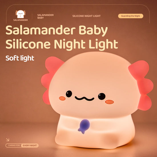 Salamander Baby silicone night light with cute smiling face design