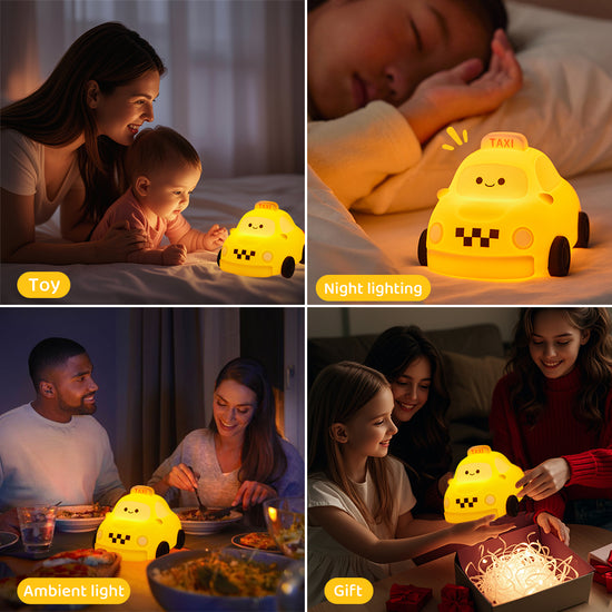 Soft silicone taxi lamp with warm yellow glow and auto timer feature