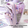 Multi-Layer Pencil Organizer 🎒 | Aesthetic Stationery Pouch for Kids