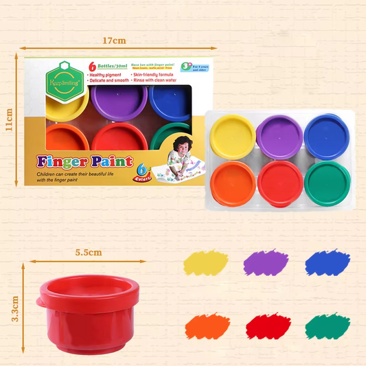Safe & Washable Finger Paint Set – 6 For Toddlers/Kids