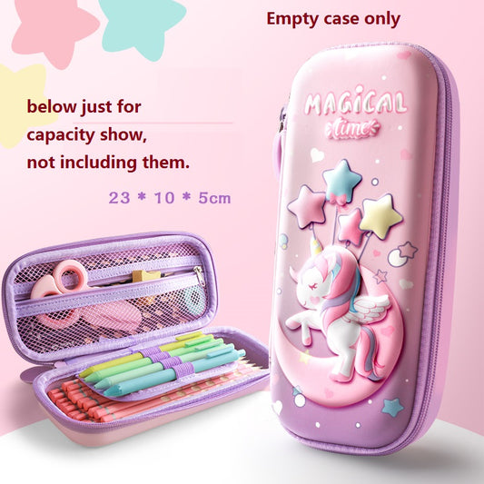 Sleek 3D EVA Design Unicorn Moon Pencil Case Pouch