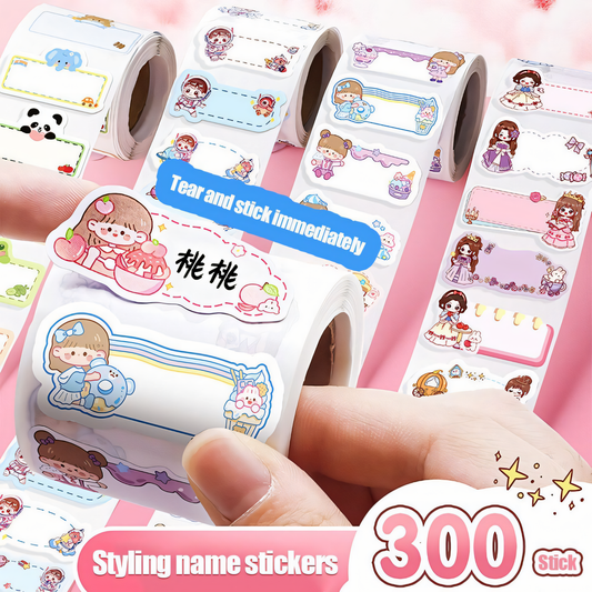 Decorative Name Label Sticker Roll | 300Pcs Count