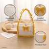 Handmade Crochet Mini Handbag - Cute Yellow Bow Knit Tote Bag