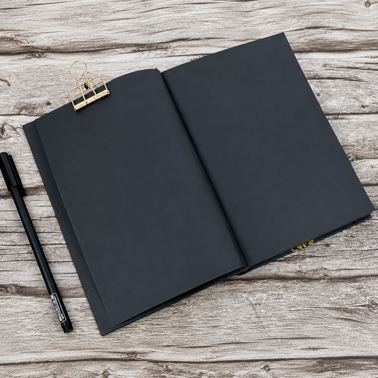 Starry Sky Black Page Notebook | Celestial Aesthetic Sketchbook & Journal