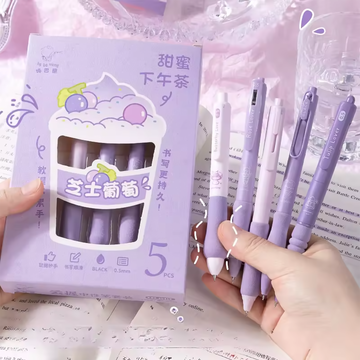 SugarSoft Aesthetic Purple Gel Pen Set | 0.5mm Fine Tip
