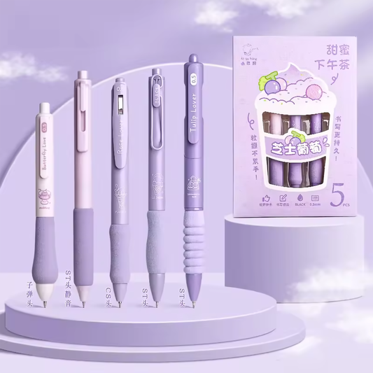 SugarSoft Aesthetic Purple Gel Pen Set | 0.5mm Fine Tip
