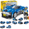 Multificence 10-in-1 blue racing car building block set 208 pieces