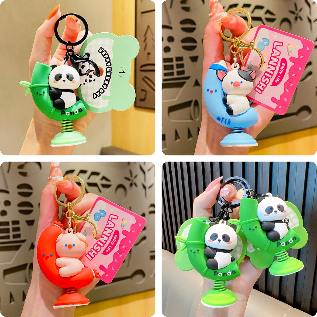 Cartoon Spring Rocker Shake Hug Keychain – Giftoo
