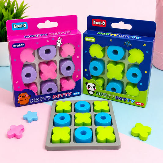 Tic Tac Toe Board Game Eraser Set