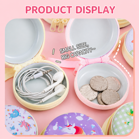 Unicorn Tin Coin Pouch | Round Mini Earphone Storage Case
