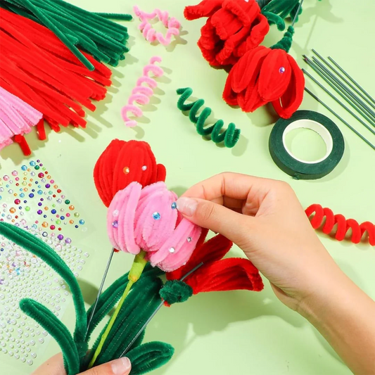 100 Pcs Multicolored Pipe Cleaners Set - Flexible Chenille Stems for DIY Arts & Crafts