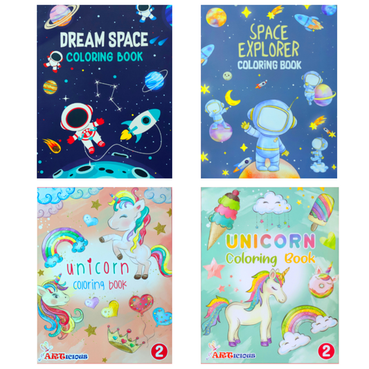 Space & Unicorn Theme Coloring Book For kids