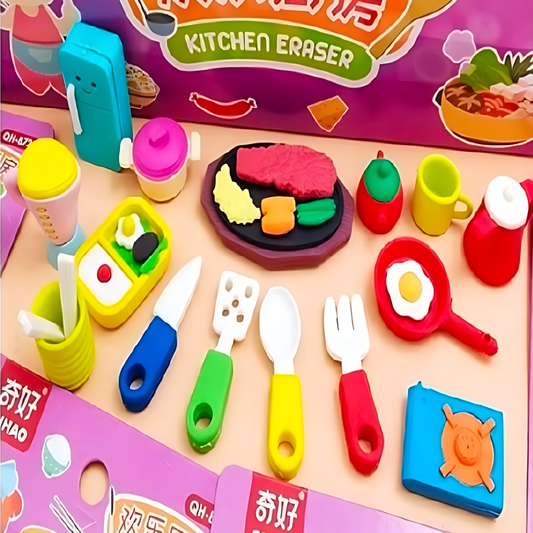 Happy Kitchen Cartoon Eraser Set
