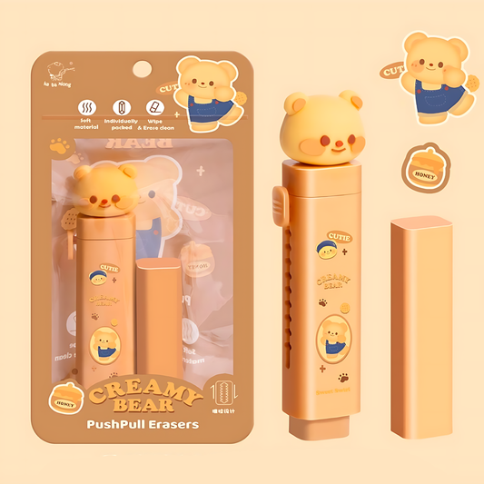 Creamy Bear Push Pull Sliding Eraser
