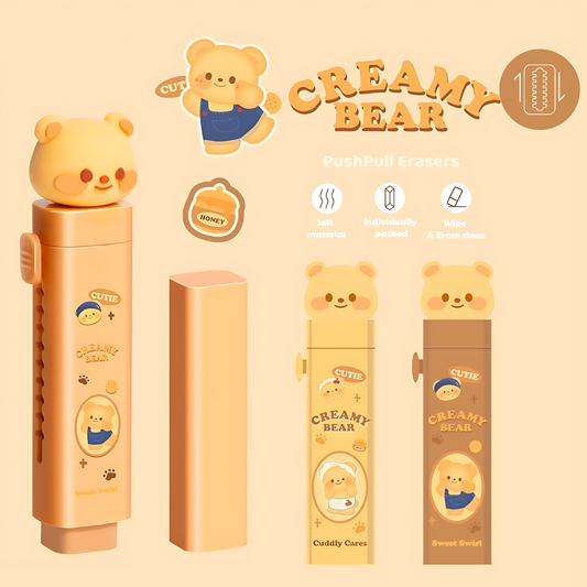 Creamy Bear Push Pull Sliding Eraser