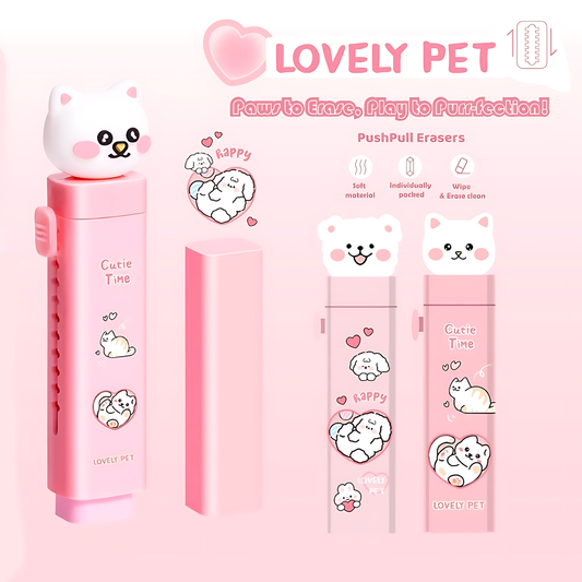 Lovely Cat Push Pull Sliding Eraser