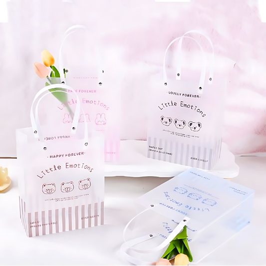 Happy Forever Little Emotions PVC gift bags with pastel animal prints
