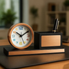 Personlized Executive Rose Gold Desk Clock Stand for Corporate Gifting