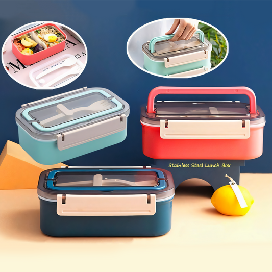 Yum Yum 2 Grid Stainless Steel Lunch Box - 650ml
