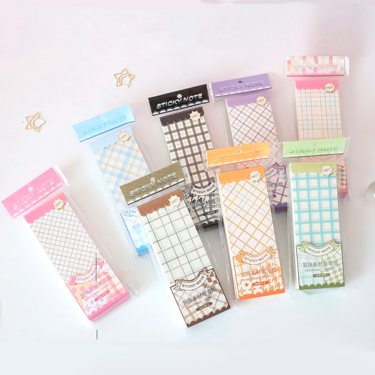 Artistic Grid Pattern Sticky Notes | 14x5cm Aesthetic Pastel Memo Pad