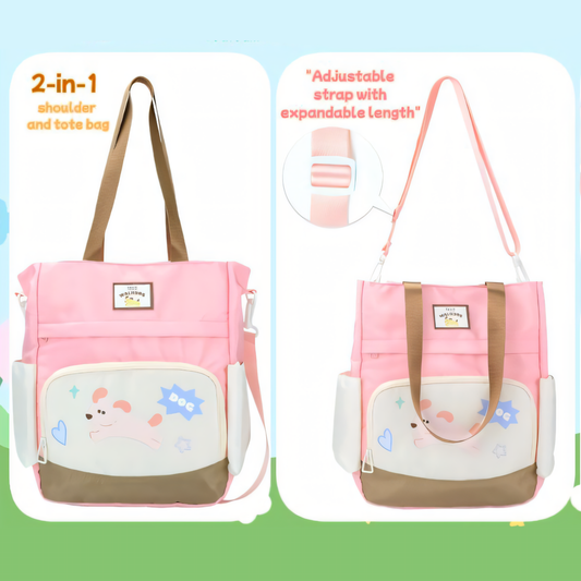 Kawaii Puppy 2-in-1 Multi-Purpose Tote and Shoulder Bag