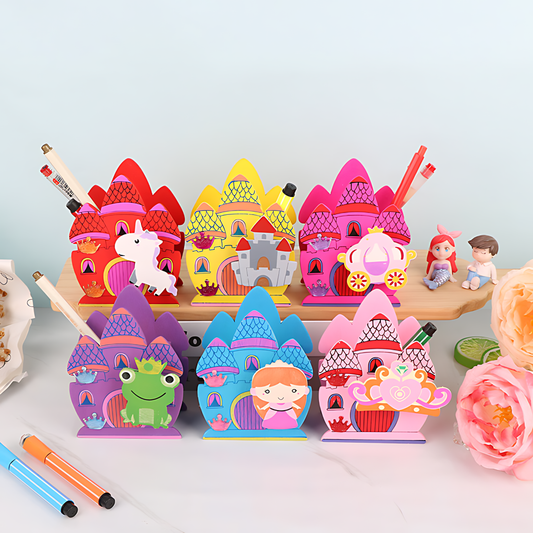 Wooden Castle Pen Holder –  Desk Organizer