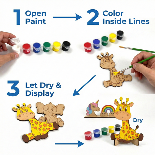 DIY Wooden Painting Kit –  Mini Art Set with Paints & Brush