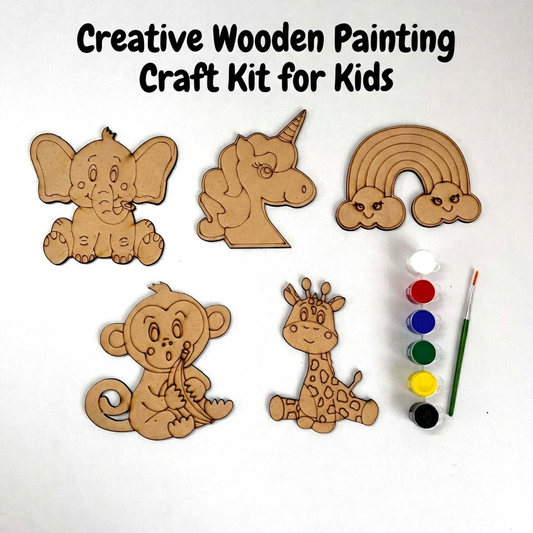 DIY Wooden Painting Kit –  Mini Art Set with Paints & Brush