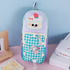 Yummy Aesthetic Grid Contrasting Color Small Pencil Case with Detachable Patch