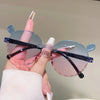 Cute Bear Ear Rimless Gradient Sunglasses | Trendy Plastic Glasses for Kids