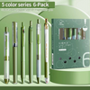 6-in-1 Aesthetic Pastel Gel Pen Set: 5 Black Gel Pens + 1 Highlighter