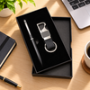 Personalized Laser Engraved Metal Pen & Leatherette Keychain Gift Set in Elegant Black Box
