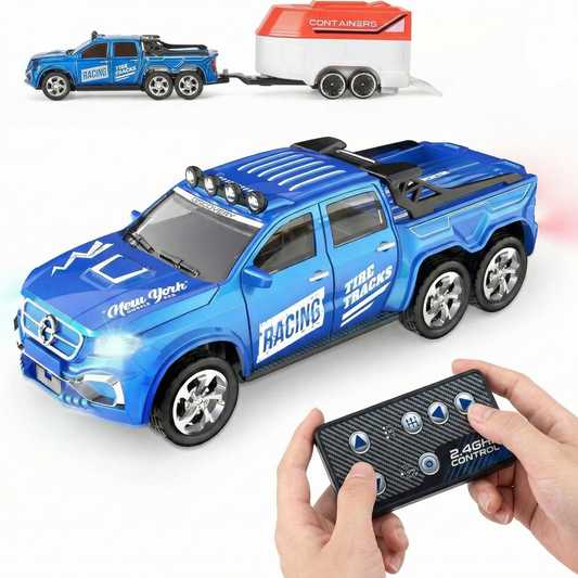 Mini Remote Control Alloy 1:64 RC Truck with Detachable Trailer